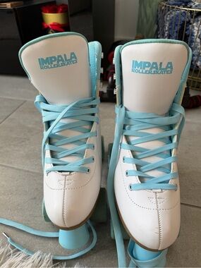 Impala Women’s White and Light Blue High-Top Roller Skates